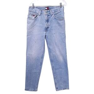 Vtg Tommy Hilfiger Light Wash Straight Leg Denim Jeans Mens Size 31x30 Flag Logo